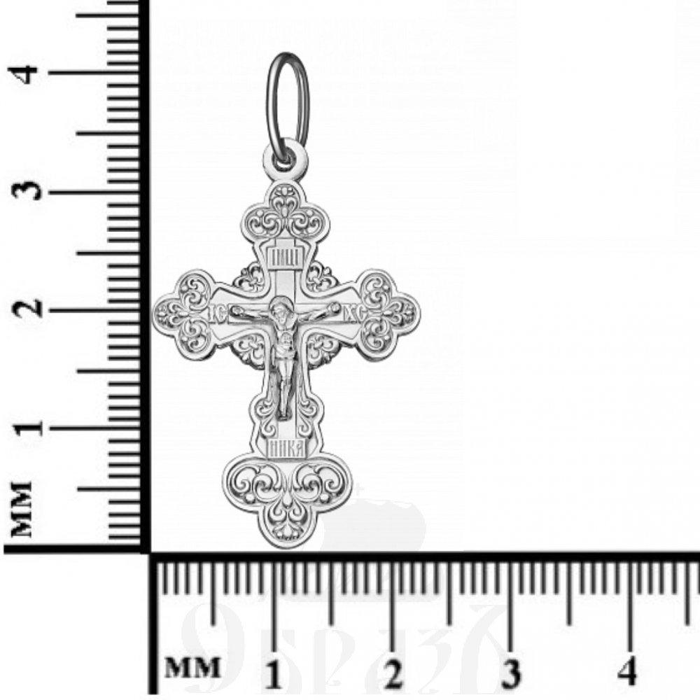 крест «распятие, молитва «спаси и сохрани», серебро 925 проба с родированием (арт. 1-243-8)