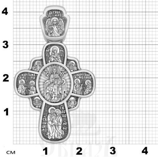 крест покровители семьи, серебро 925 проба с родированием (арт. 17.057р)