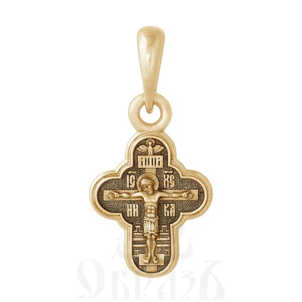 крестильный крест «божия матерь нерушимая стена», золото 585 проба желтое (арт. 201.616)