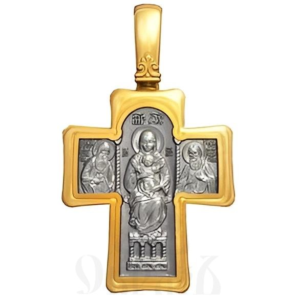 крест с образом божией матери киево-печерская, серебро 925 проба с золочением (арт. 17.012)