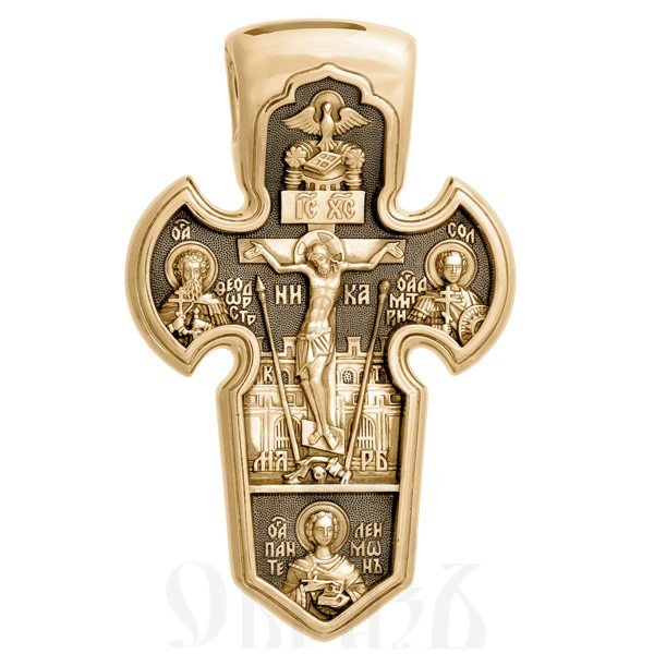 крест «распятие. архангел михаил», золото 585 проба желтое (арт. 201.004)